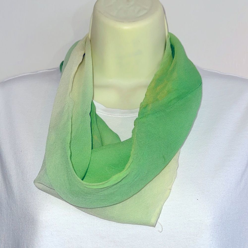 Vintage 60s Echo light green hombre infinity silk neck scarf